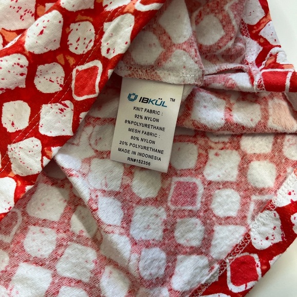 Ibkul 1/4 Pullover Zip Orange / Red Print Size Small - Picture 4 of 10